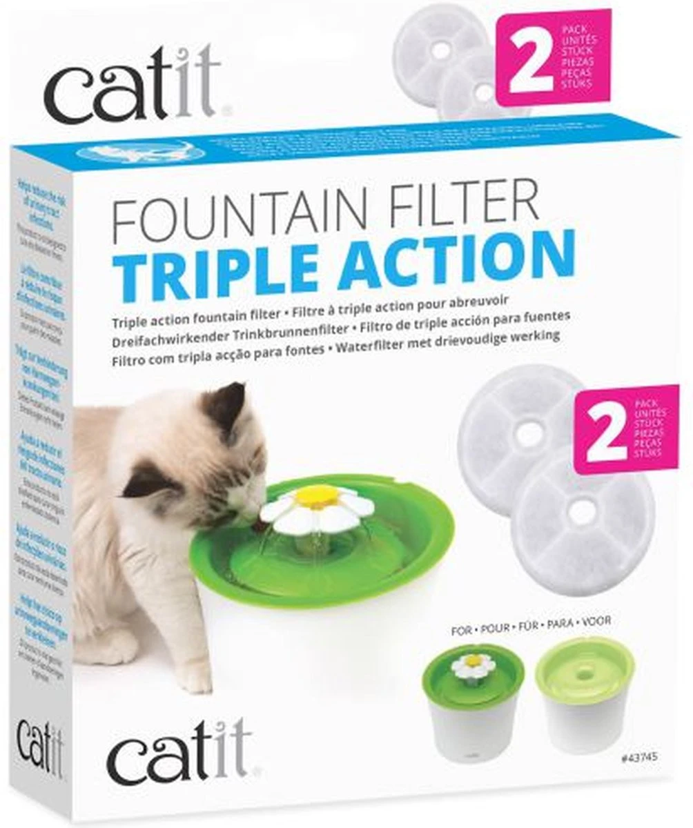 Catit Filters Triple Action 2 Pack - Kanttendrinkbak - 4 X 14.5 X 17.5 Cm Wit 7 Catit Filters Triple Action 2 Pack - Kanttendrinkbak - 4 X 14.5 X 17.5 Cm Wit - Afbeelding 5