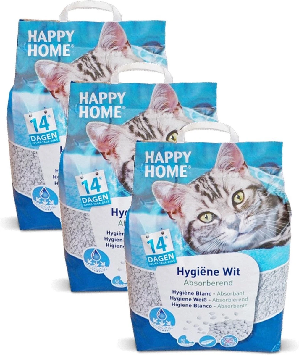 Happy Home White - Kattenbakvulling - 3 X 20 L 3 Happy Home White - Kattenbakvulling - 3 X 20 L
