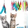 Merkloos 2 Kattenhengels Met 10 Speeltjes – Bewegende Kattenspeeltjes Met Veren En Belletjes – Interactieve Kattenspeelgoed Voor Kittens – Cat Toys -Kattenbenodigdheden 1015x1200 1