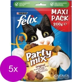 Felix Party Mix - Kattensnacks Original Mix - 5 X 200g -Kattenbenodigdheden 1048x1200