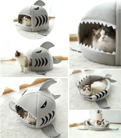 MikaMax Haai Hondenmand - Kattenmand - Dierenmand - Huisdierkussen - Mand Of Bed - Origineel - Extra Zacht Materiaal - 42 X 42 X 36 Cm -Kattenbenodigdheden 1050x1200