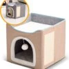MIRO Katten Huis - Kattenhuizen - Kattenhok - Kattenmand - Dierenhuis - Opvouwbaar - Met Krabmat - Abrikoos 1 MIRO Katten Huis - Kattenhuizen - Kattenhok - Kattenmand - Dierenhuis - Opvouwbaar - Met Krabmat - Abrikoos -Kattenbenodigdheden 1079x1200 1