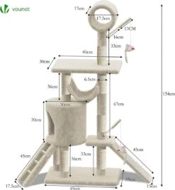 Grote Krabpaal Met Krabpaal XXL, Klimboom Voor Katten, Activiteitencentrum, Met Grot En Platforms Voor Katten, Hoogte 154 Cm, Beige -Kattenbenodigdheden 1112x1200 4