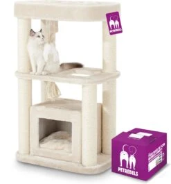 Petrebels Villa 100 Krabpaal - Creme - Modern - Stabiel - Meerdere Katten