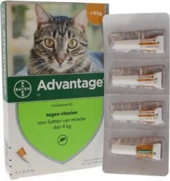 Bayer Advantage 40 Tegen Vlooien - <4kg - 4 X 0,4 Ml - Adult 26 Bayer Advantage 40 Tegen Vlooien - <4kg - 4 X 0,4 Ml - Adult -Kattenbenodigdheden 1132x1200