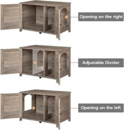 Kattenhuis Met Dubbele Deurtjes - Kattenkast Met Ruimte Voor Kattenbak - Kist Met Grote Opbergruimte - Bruikbaar Als Bank &bijzettafel - Voor In Slaapkamer & Gang - Greige -Kattenbenodigdheden 1142x1200 1