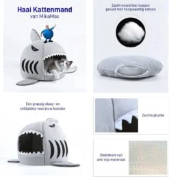 MikaMax Haai Hondenmand - Kattenmand - Dierenmand - Huisdierkussen - Mand Of Bed - Origineel - Extra Zacht Materiaal - 42 X 42 X 36 Cm -Kattenbenodigdheden 1151x1200 1