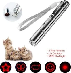 Merkloos Laserpen - Daily Accessoires - USB Oplaadbaar - Kattenspeeltjes - Laserlampje - 7 Verschillende Standen - RVS Zilver - Zaklamp - UV Lamp – Kattenspeelgoed -Kattenbenodigdheden 1167x1200 4