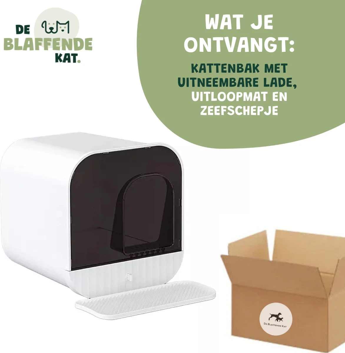 De Blaffende Kat Moderne Kattenbak - Met Uitneembare Lade En Kattenbak Mat 11 De Blaffende Kat Moderne Kattenbak - Met Uitneembare Lade En Kattenbak Mat - Afbeelding 9