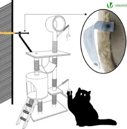 Grote Krabpaal Met Krabpaal XXL, Klimboom Voor Katten, Activiteitencentrum, Met Grot En Platforms Voor Katten, Hoogte 154 Cm, Beige -Kattenbenodigdheden 1175x1200 4