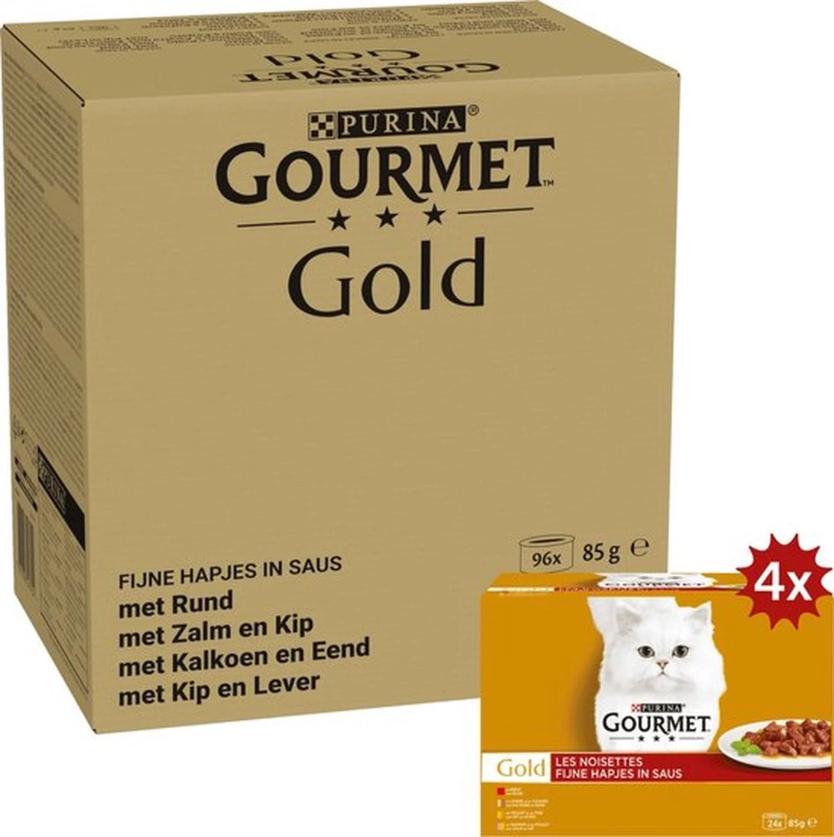 Gourmet Gold Fijne Hapjes In Saus - Kattenvoer Natvoer - Vis/Vlees - 96 X 85 Gr 3 Gourmet Gold Fijne Hapjes In Saus - Kattenvoer Natvoer - Vis/Vlees - 96 X 85 Gr