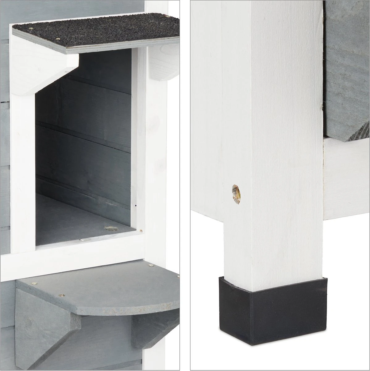 Relaxdays Kattenhuis Buiten - Groot Kattenhok Binnen - Hoog Kattenmeubel Grijs Hout - Tuin 8 Relaxdays Kattenhuis Buiten - Groot Kattenhok Binnen - Hoog Kattenmeubel Grijs Hout - Tuin - Afbeelding 6