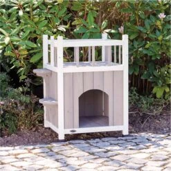 Trixie Kattenhuis Cat's Home Met Balkon Grijs / Wit - 45X65X45 CM -Kattenbenodigdheden 1199x1200 18
