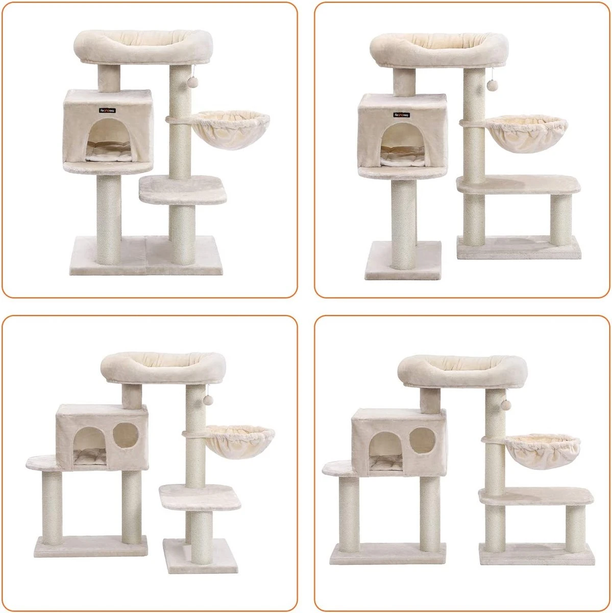 Songmics PCT01M Krabpaal Met XXL-uitkijkplatform, Liggend Hol, Grote Knuffelgrot, Verstelbare Elementen, Extra Dikke Stammen Volledig Gewikkeld In Sisal, Stabiel, Beige 9 Songmics PCT01M Krabpaal Met XXL-uitkijkplatform, Liggend Hol, Grote Knuffelgrot, Verstelbare Elementen, Extra Dikke Stammen Volledig Gewikkeld In Sisal, Stabiel, Beige - Afbeelding 7