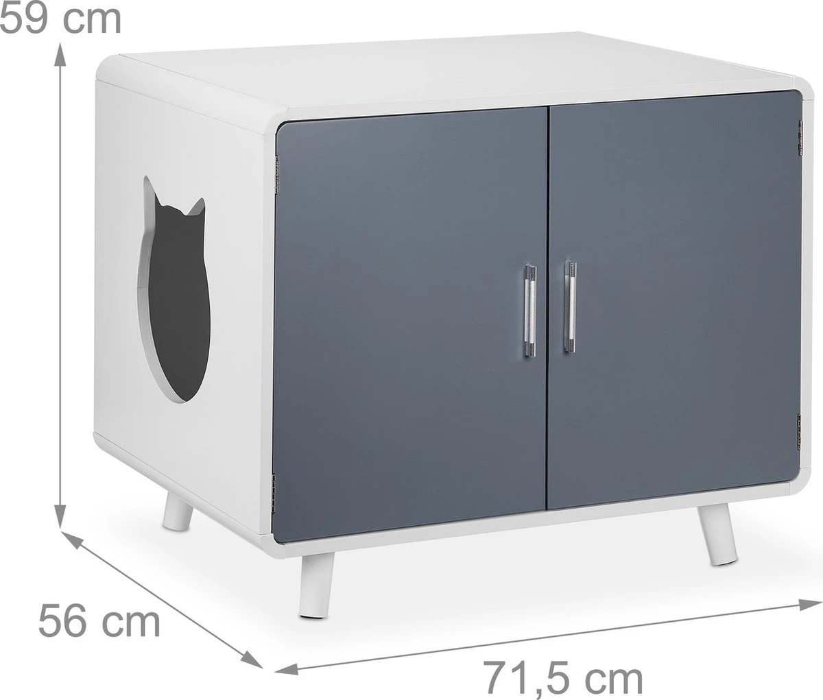 Relaxdays Kattenbak Ombouw Design - Kattenhuis Op Pootjes - Kattenmeubel Wit - Kattenkast 7 Relaxdays Kattenbak Ombouw Design - Kattenhuis Op Pootjes - Kattenmeubel Wit - Kattenkast - Afbeelding 5