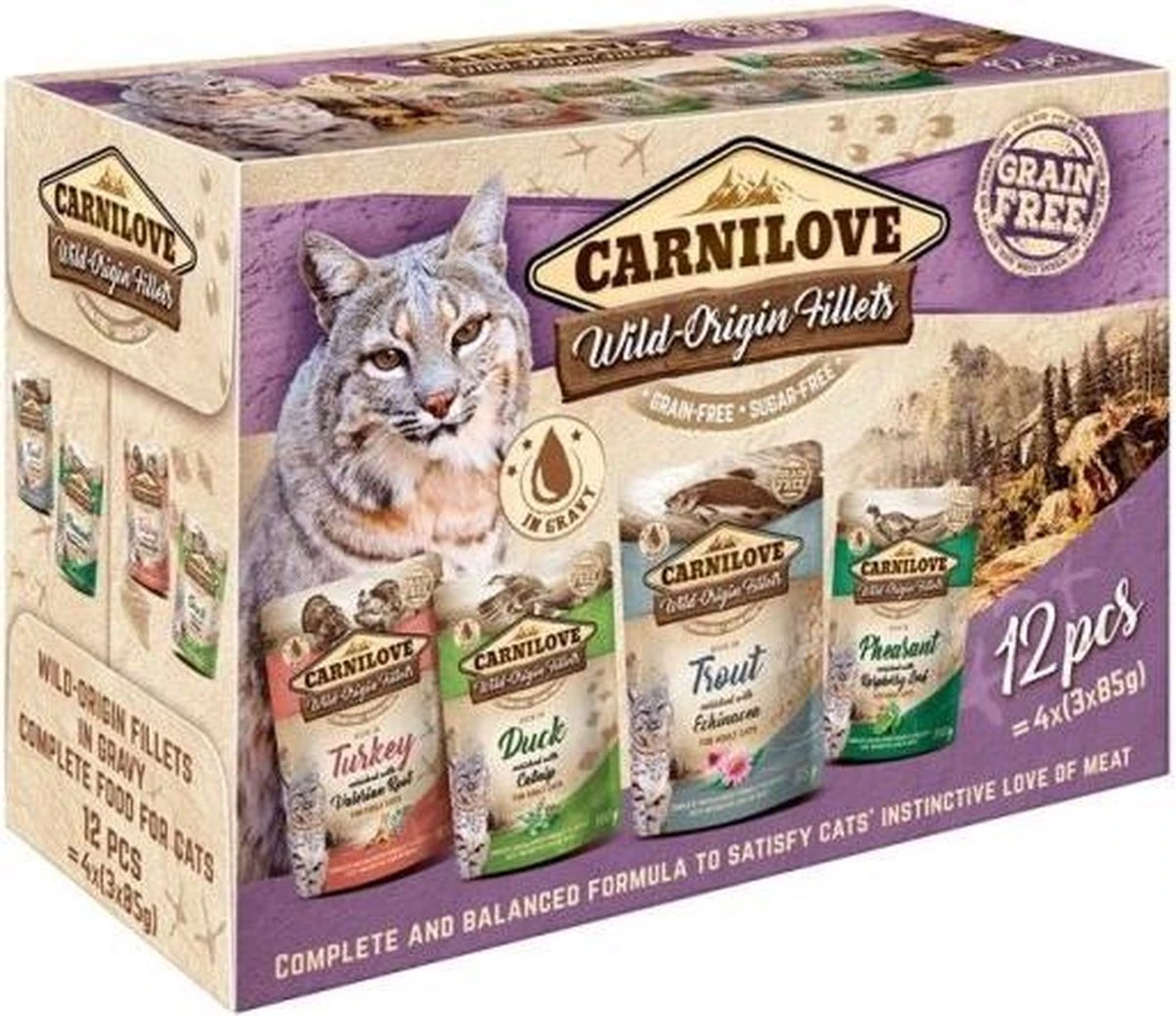 Carnilove Cat Pouch Multipack 12 Keer 85 Gram - Kat 3 Carnilove Cat Pouch Multipack 12 Keer 85 Gram - Kat