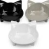 Navaris Voerbakjes Voor Katten - Set Van 3 Voer- En Waterbakken - Met Kattenkopjes Vorm - Antislip - Etensbakjes In Grijs, Wit En Zwart -Kattenbenodigdheden 1200x1047 1