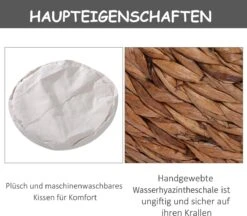 PawHut Kattenmand Rotan Kattennest Kattenbed Met Kussen Huisdierbed Bruin D30-104 -Kattenbenodigdheden 1200x1050 3