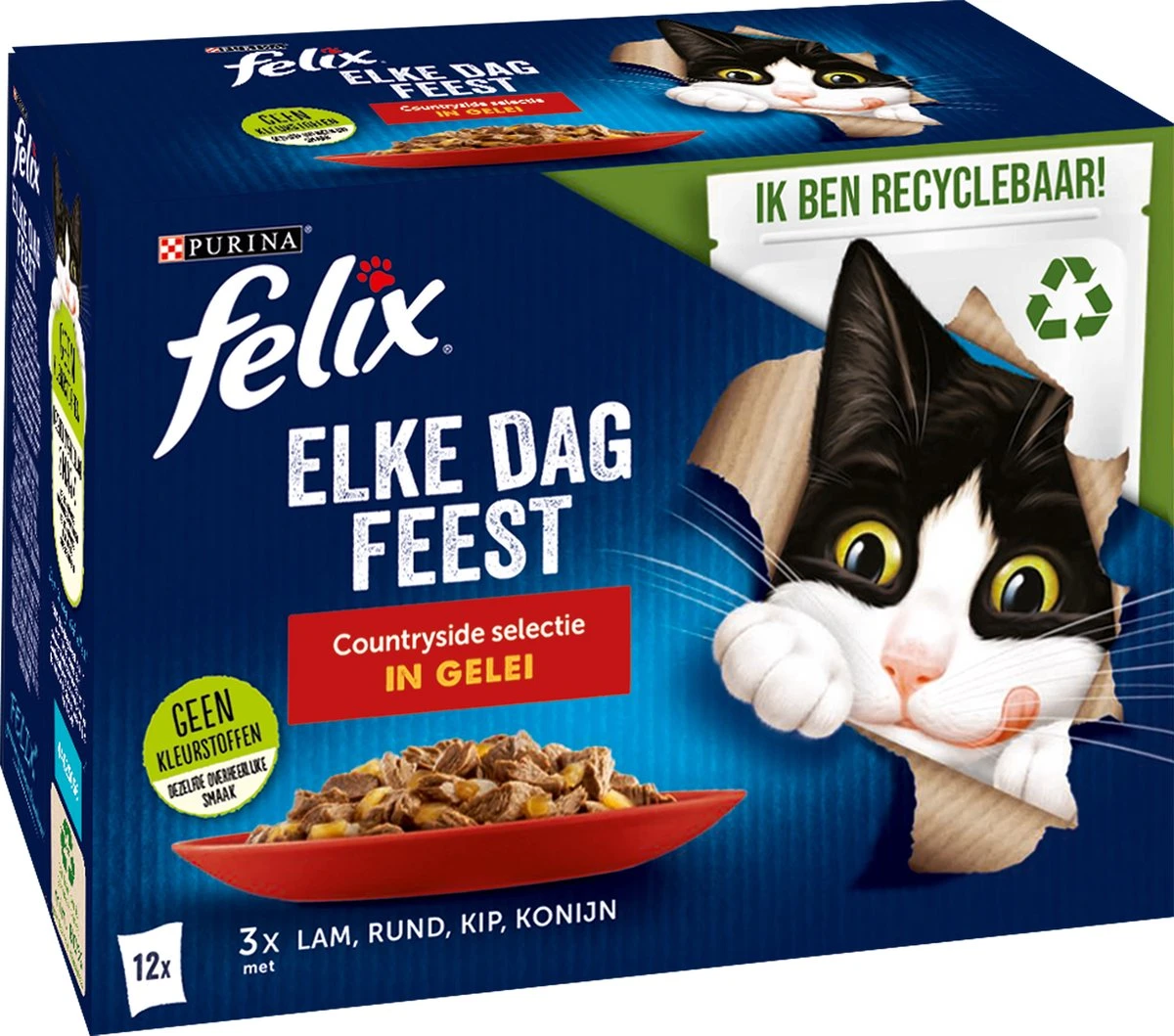 Felix Elke Dag Feest Countryside Selectie In Gelei - Katten Natvoer - 4x12x85 Gr 3 Felix Elke Dag Feest Countryside Selectie In Gelei - Katten Natvoer - 4x12x85 Gr