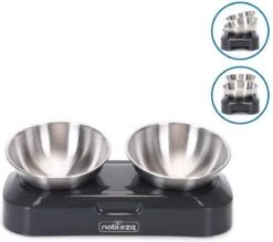 Nobleza Katten Voerbakjes - Ergonomische Dubbele Voerbak - Anti Braak Voerbak Voor Katten - Zwart - Dubbel - RVS -Kattenbenodigdheden 1200x1063 2