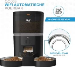 Pretty Paws QQ003 - Wifi Voermachine - Dubbele Voerbakjes - Zwart - Kat - 6L -Kattenbenodigdheden 1200x1074