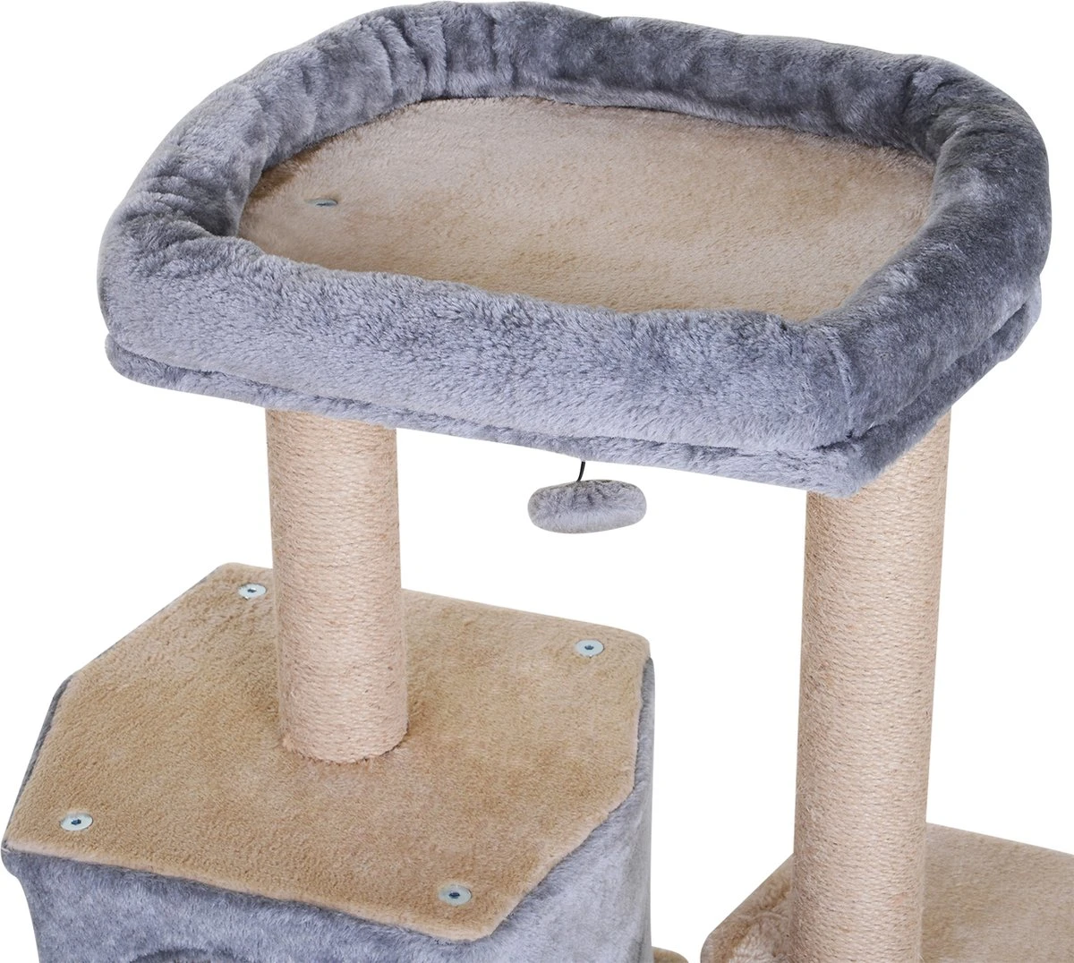 PawHut Krabpaal Kattenboom Met Grot Klimboom Kattenhuis Sisal Paal Sisal Grijs D30-218 4 PawHut Krabpaal Kattenboom Met Grot Klimboom Kattenhuis Sisal Paal Sisal Grijs D30-218 - Afbeelding 2