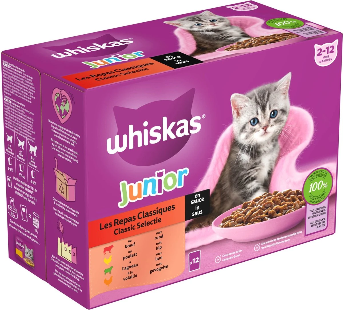 Whiskas Junior Natvoer - Classic - Selectie In Saus - Maaltijdzakjes 48 X 85 G 4 Whiskas Junior Natvoer - Classic - Selectie In Saus - Maaltijdzakjes 48 X 85 G - Afbeelding 2