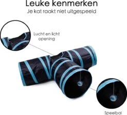 Merkloos Kattentunnel - Opvouwbaar - 3 Gangen - Voor Binnen En Buiten -Kattenbenodigdheden 1200x1092 1