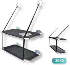 Raamhangmat - Dubbellaags - Met Zuignappen - 20kg Draag Gewicht - Kattenhangmat - Hangmat Kat - Kattenbed - Kattenkussen - Kattenbank - Kattenmand - Raam - Kattenhangmat Raam - Zwart - Radiator