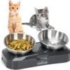 Nobleza Katten Voerbakjes - Ergonomische Dubbele Voerbak - Anti Braak Voerbak Voor Katten - Zwart - Dubbel - RVS -Kattenbenodigdheden 1200x1136 4