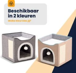 MIRO Katten Huis - Kattenhuizen - Kattenhok - Kattenmand - Dierenhuis - Opvouwbaar - Met Krabmat - Abrikoos -Kattenbenodigdheden 1200x1148 3
