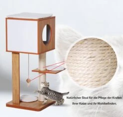 PawHut Krabpaal Met Grot & Sisal Paal Kattenboom Kattenmeubel 4 Kussens MDF D30-206V01 -Kattenbenodigdheden 1200x1148 8