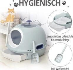 PawHut Kattentoilet Kattenbak Dakraam Bodembak Schep Draagbaar PP ABS D31-012 -Kattenbenodigdheden 1200x1150 2