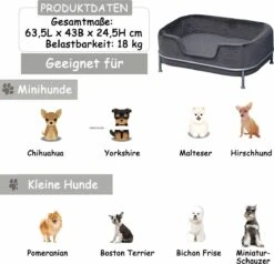 PawHut Hondenbank Met Rugleuning Huisdierenbank Met Metalen Poten Hondenbed Kattenbank D04-157 -Kattenbenodigdheden 1200x1154 3