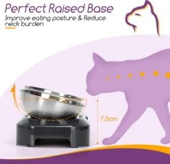 Nobleza Katten Voerbakjes - Ergonomische Dubbele Voerbak - Anti Braak Voerbak Voor Katten - Zwart - Dubbel - RVS -Kattenbenodigdheden 1200x1161 19