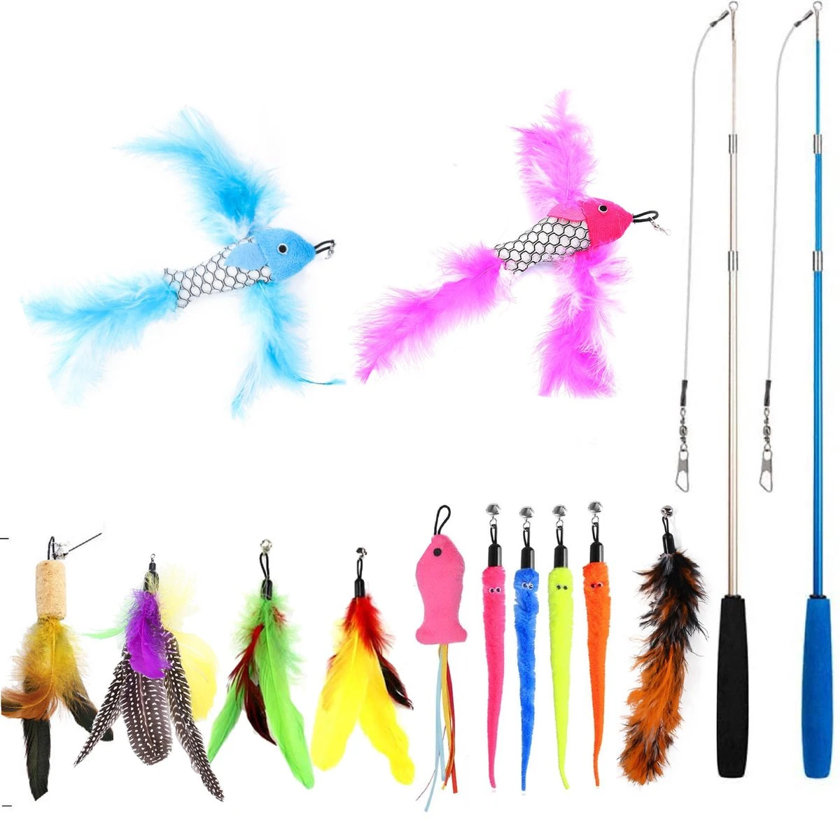 Filo Kattenhengel Set + 12 Kattenspeeltjes – Speelhengels Interactief Kattenspeelgoed – Hengel Kattenspeeltje Kittens - Speelgoed Speelhengel Vis Kat En Kitten 3 Filo Kattenhengel Set + 12 Kattenspeeltjes – Speelhengels Interactief Kattenspeelgoed – Hengel Kattenspeeltje Kittens - Speelgoed Speelhengel Vis Kat En Kitten