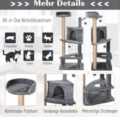 PawHut Krabpaal Met Speelballen Kattenkrabpaal Kattenhuis Jute Paal, Grijs D30-281 -Kattenbenodigdheden 1200x1170 9