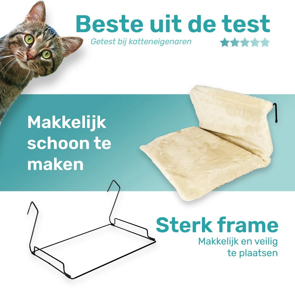 Kattenhangmat - Voor Aan Het Raam - Kattenmand - Raam - Hangmat Kat - Dieren - Kattenbed - Kattenmand - Slaapplek - Ligplaats 5 Kattenhangmat - Voor Aan Het Raam - Kattenmand - Raam - Hangmat Kat - Dieren - Kattenbed - Kattenmand - Slaapplek - Ligplaats - Afbeelding 3