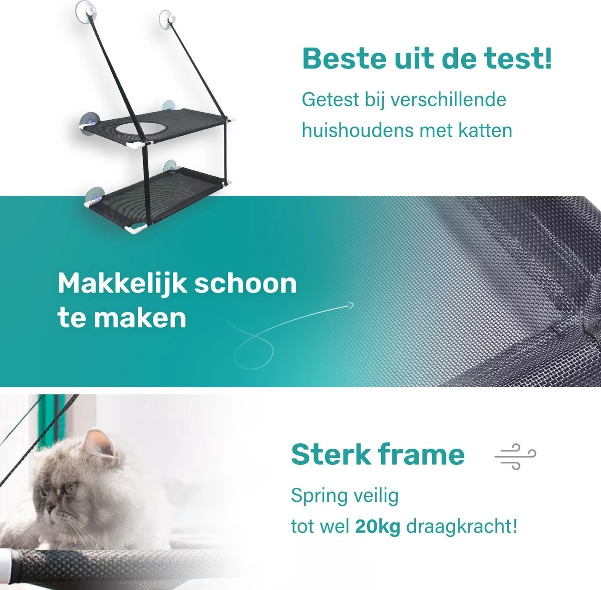 Raamhangmat - Dubbellaags - Met Zuignappen - 20kg Draag Gewicht - Kattenhangmat - Hangmat Kat - Kattenbed - Kattenkussen - Kattenbank - Kattenmand - Raam - Kattenhangmat Raam - Zwart - Radiator 4 Raamhangmat - Dubbellaags - Met Zuignappen - 20kg Draag Gewicht - Kattenhangmat - Hangmat Kat - Kattenbed - Kattenkussen - Kattenbank - Kattenmand - Raam - Kattenhangmat Raam - Zwart - Radiator - Afbeelding 2