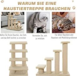 PawHut Dierentrap, Kattentrap, Hondentrap, Trap Voor Katten En Honden, 4 Treden, Beige, 63,5 X 43 X 60 Cm D30-006 17 PawHut Dierentrap, Kattentrap, Hondentrap, Trap Voor Katten En Honden, 4 Treden, Beige, 63,5 X 43 X 60 Cm D30-006 -Kattenbenodigdheden 1200x1178 4