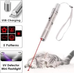 Merkloos Laserpen - Daily Accessoires - USB Oplaadbaar - Kattenspeeltjes - Laserlampje - 7 Verschillende Standen - RVS Zilver - Zaklamp - UV Lamp – Kattenspeelgoed -Kattenbenodigdheden 1200x1179 4