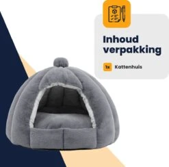 MIRO Katten Huis - Kattenhuizen - Kattenhok - Kattenmand - Dierenhuis - Extra Zacht - Grijs -Kattenbenodigdheden 1200x1185 6