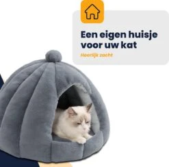 MIRO Katten Huis - Kattenhuizen - Kattenhok - Kattenmand - Dierenhuis - Extra Zacht - Grijs -Kattenbenodigdheden 1200x1186 3