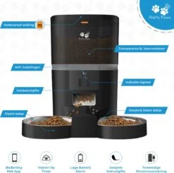 Pretty Paws QQ003 - Wifi Voermachine - Dubbele Voerbakjes - Zwart - Kat - 6L -Kattenbenodigdheden 1200x1188 6
