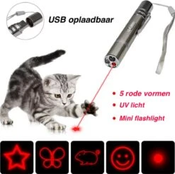 Merkloos Hoogwaardig Laserlampje Voor Katten | USB Oplaadbaar | 7 In 1 Laserpen | Laserpen | Zaklamp | Kattenspeeltje | Kattenspeelgoed | Zilver | Laserpointer Rood/groen | UV Licht -Kattenbenodigdheden 1200x1193 3