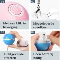 Otiume Elektrische Speelbal - Slimme Interactieve Zelfrollende Bal - Speelgoed Voor Katten - Kattenspeelgoed - Blauw -Kattenbenodigdheden 1200x1193 4