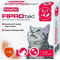 Beaphar Fiprotec Kat - Vlooienbestrijding - >1 Kg - 4 Pipetten -Kattenbenodigdheden 1200x1197 1