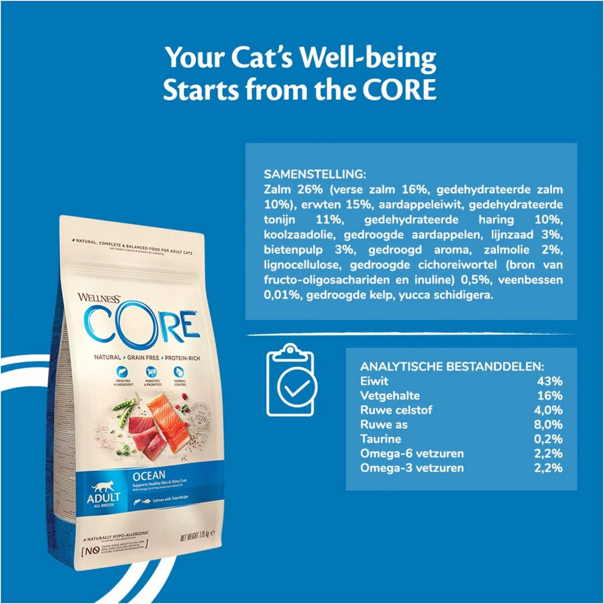 Wellness Core Grain Free Cat Ocean Zalm & Tonijn - Kattenvoer - 1.75 Kg 11 Wellness Core Grain Free Cat Ocean Zalm & Tonijn - Kattenvoer - 1.75 Kg - Afbeelding 9