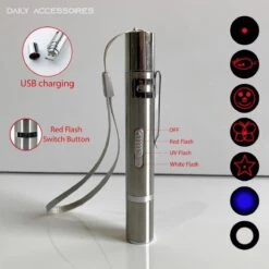 Merkloos Laserpen - Daily Accessoires - USB Oplaadbaar - Kattenspeeltjes - Laserlampje - 7 Verschillende Standen - RVS Zilver - Zaklamp - UV Lamp – Kattenspeelgoed -Kattenbenodigdheden 1200x1200 274