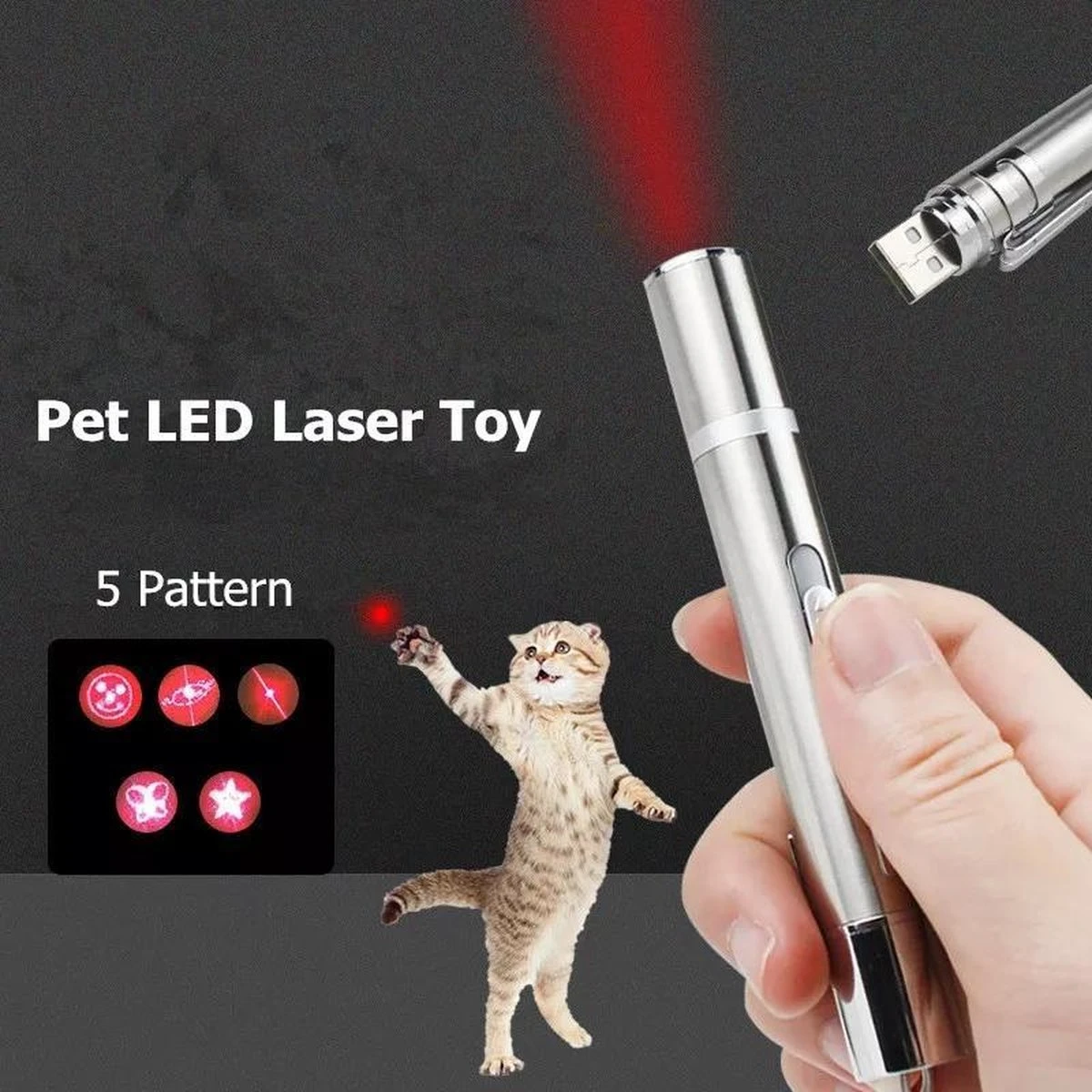 Laserpen - Oplaadbaar Met USB - Rode Laser - RVS Zilver - UV - Zaklamp - LED - Kat - Katten Speeltjes - Kattenspeelgoed - 7 Verschillende Standen 7 Laserpen - Oplaadbaar Met USB - Rode Laser - RVS Zilver - UV - Zaklamp - LED - Kat - Katten Speeltjes - Kattenspeelgoed - 7 Verschillende Standen - Afbeelding 5